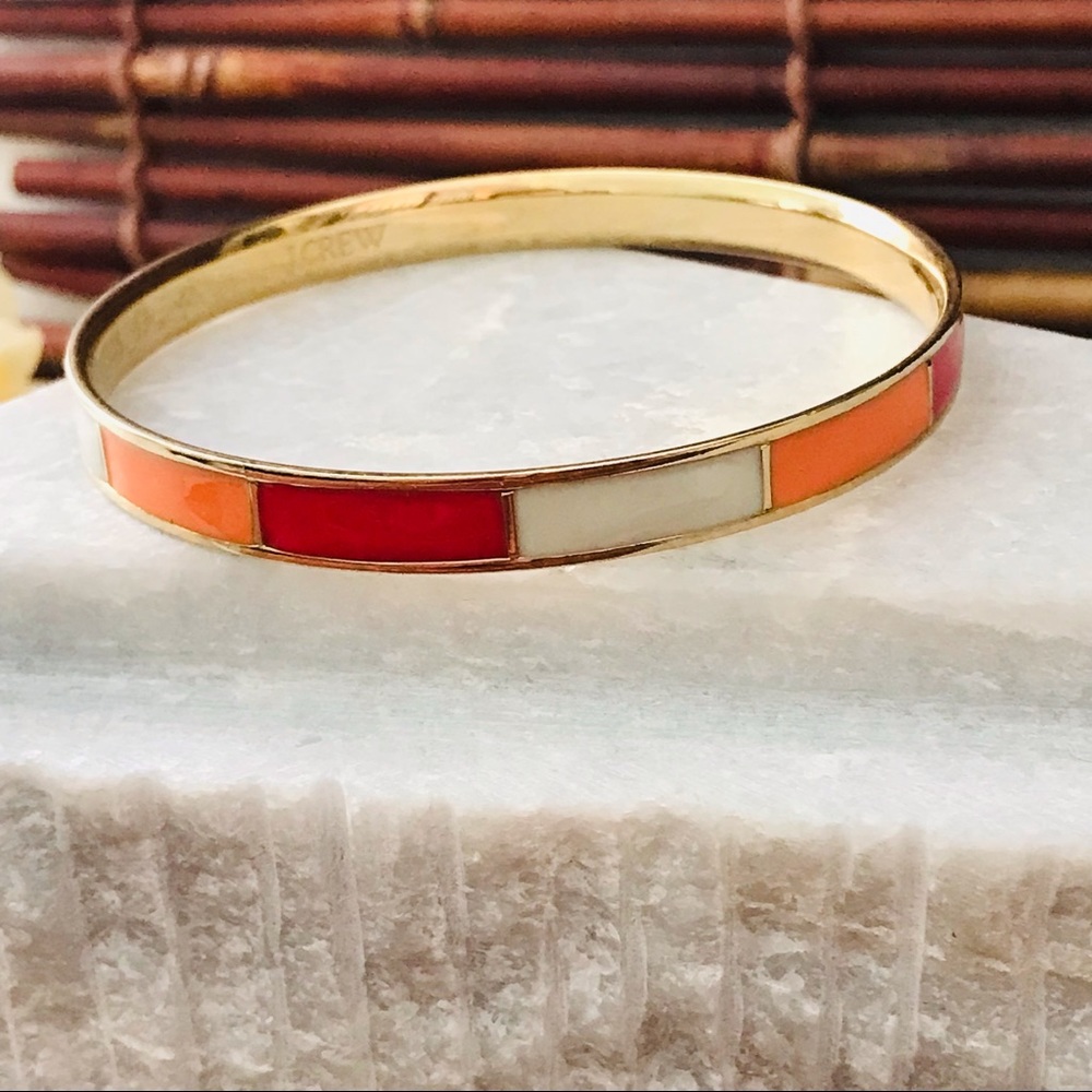 J Crew Bracelet Bangle Orange & Red Gold Tone